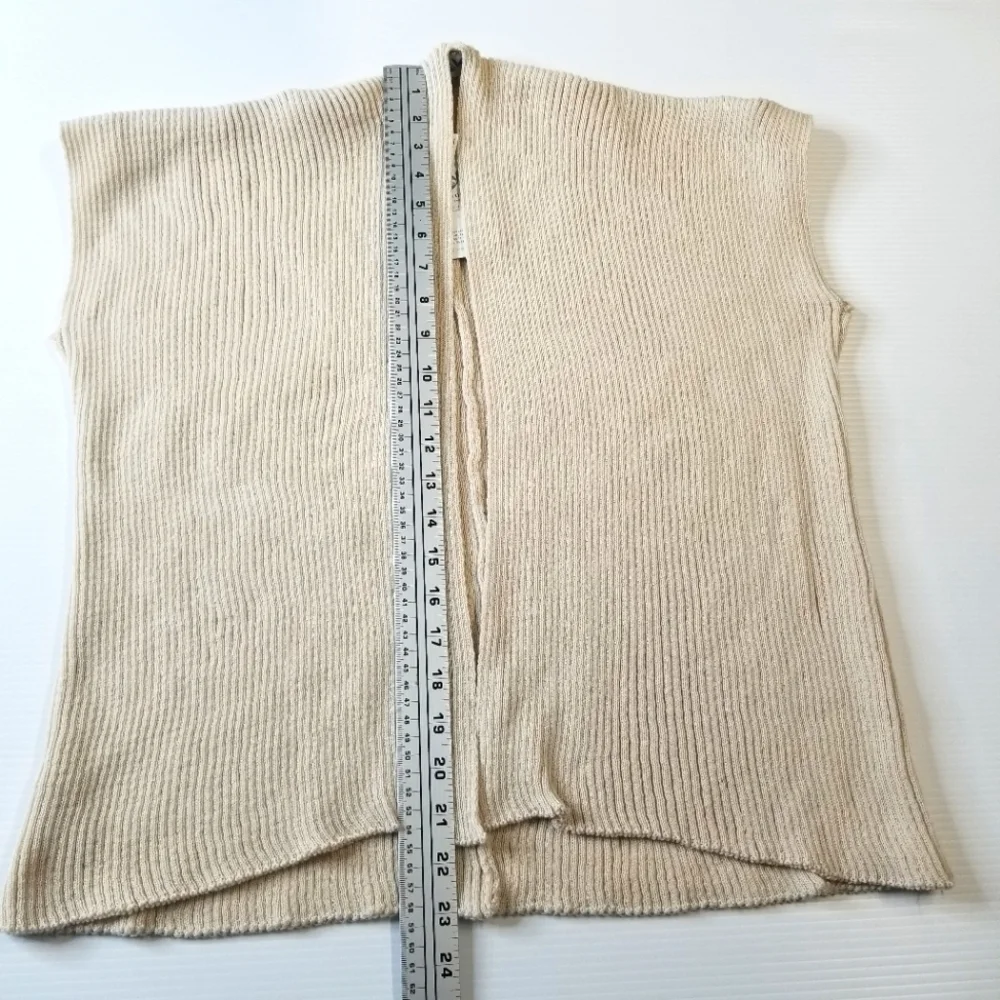 New Save the Ocean Beige Ribbed Kimono Boxy Stretch Open Front Cardigan one size